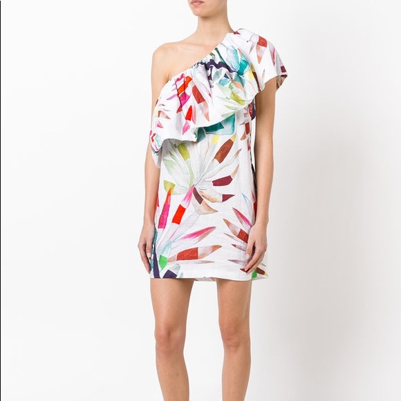 Mara Hoffman Dresses & Skirts - MARA HOFFMAN one shoulder mini dress - White linen